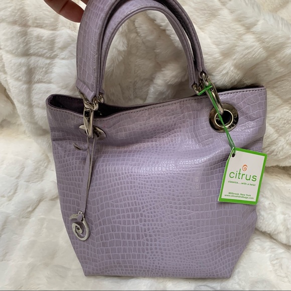 CITRUS brand Softest Bikini Embossed Croco Leather mini tote Lavender Handbag👛 - Picture 2 of 6